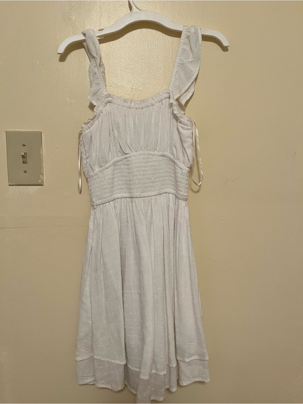 Hollister White Smocked Sundress with Ruffle Straps